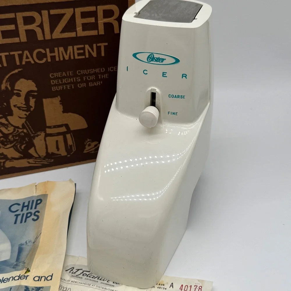 Vintage Osterizer Blender Icer Attachment Model 435 White Box Paperwork 1975